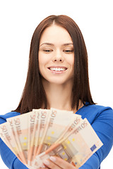 Image showing lovely woman with euro cash money