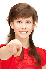 Image showing teenage girl pointing her finger