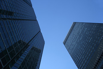 Image showing Looking up at skyscrapers