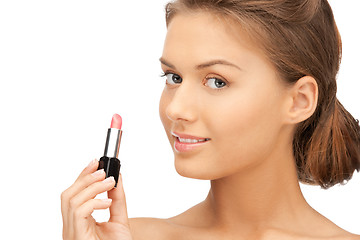 Image showing beautiful woman with lipstick