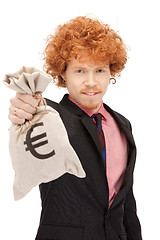 Image showing man with euro signed bag