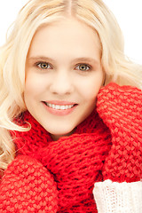 Image showing beautiful woman in mittens