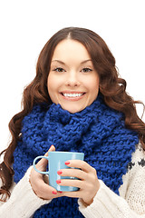 Image showing woman with blue mug