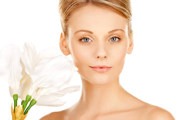 Image showing beautiful woman with madonna lily