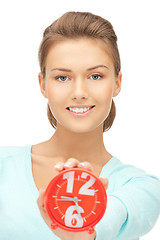 Image showing woman holding alarm clock