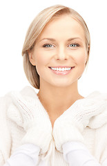 Image showing beautiful woman in white sweater