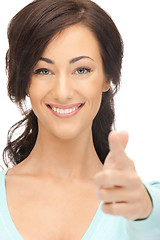 Image showing businesswoman pointing her finger