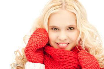 Image showing beautiful woman in mittens