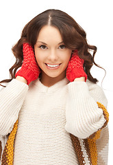 Image showing beautiful woman in white sweater