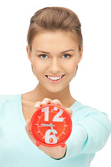 Image showing woman holding alarm clock