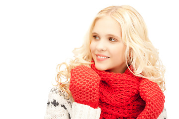 Image showing beautiful woman in mittens