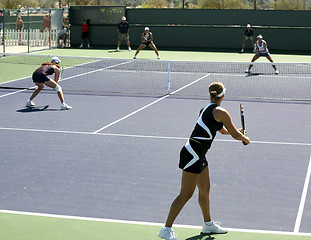 Image showing Women playing doubles