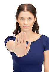 Image showing woman making stop gesture