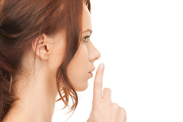 Image showing finger on lips