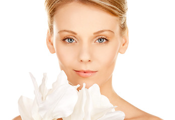 Image showing beautiful woman with madonna lily