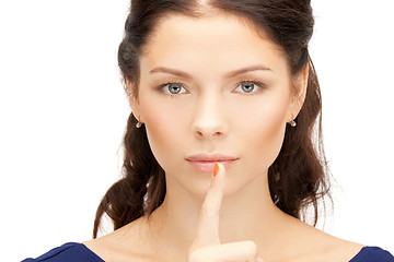 Image showing finger on lips