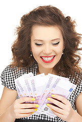 Image showing lovely woman with euro cash money