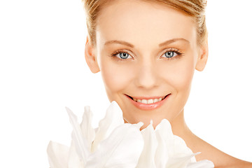 Image showing beautiful woman with madonna lily