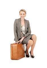 Image showing lovely woman with suitcase