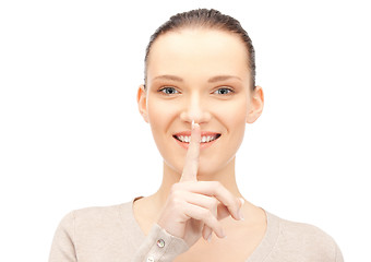 Image showing finger on lips