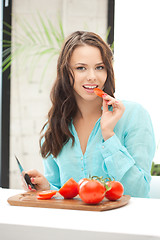 Image showing beautiful woman in the kitchen