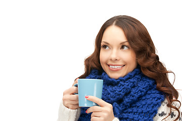 Image showing woman with blue mug