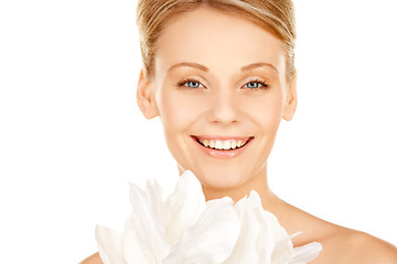 Image showing beautiful woman with madonna lily