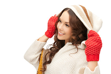 Image showing beautiful woman in white sweater