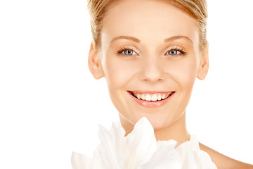 Image showing beautiful woman with madonna lily