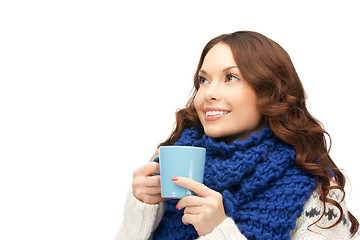 Image showing woman with blue mug