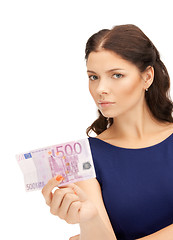 Image showing lovely woman with euro cash money