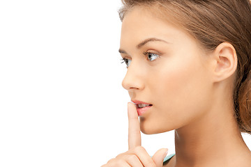 Image showing finger on lips