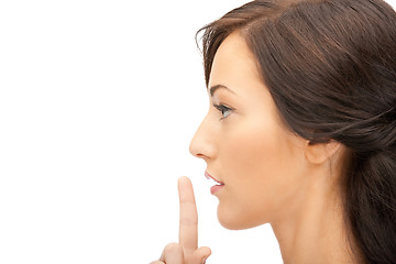 Image showing finger on lips