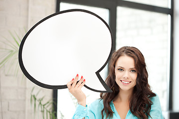 Image showing smiling woman with blank text bubble