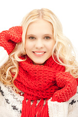 Image showing beautiful woman in mittens