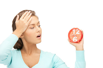 Image showing woman holding alarm clock