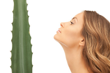 Image showing lovely woman with aloe vera