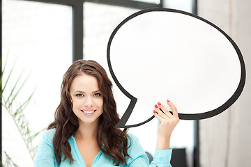 Image showing smiling woman with blank text bubble