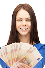 Image showing lovely woman with euro cash money