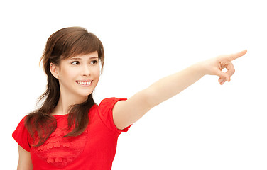 Image showing teenage girl pointing her finger