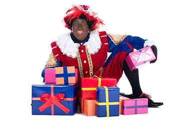 Image showing Zwarte Piet with presents