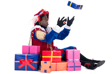 Image showing Zwarte Piet with presents