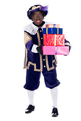 Image showing Zwarte Piet with presents