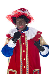 Image showing Zwarte Piet with microphone