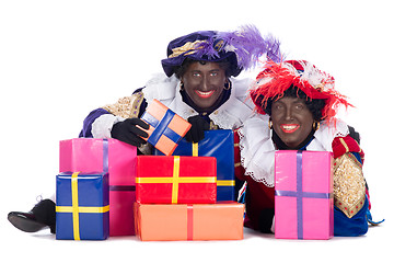 Image showing Zwarte Piet with presents