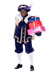 Image showing Zwarte Piet with presents