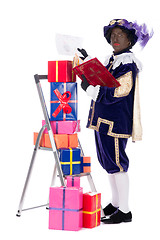 Image showing Zwarte Piet with presents