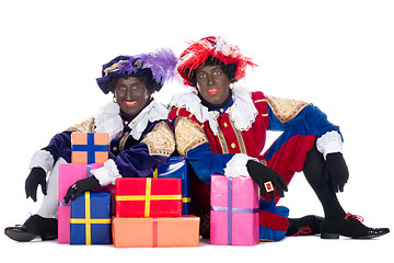 Image showing Zwarte Piet with presents