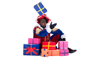 Image showing Zwarte Piet with presents