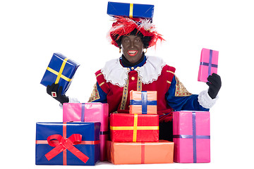 Image showing Zwarte Piet with presents